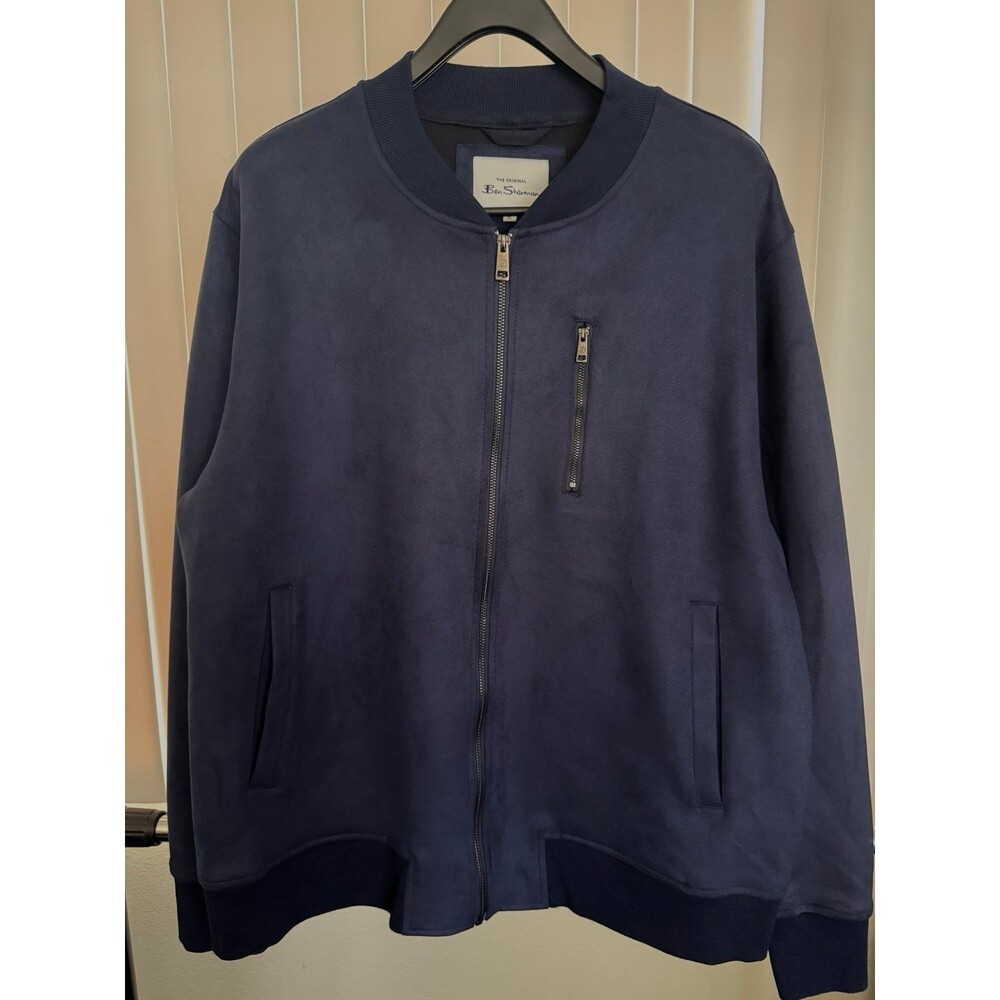 NWOT Men’s Ben Sherman Faux Suede Bomber Jacket Full Zip Navy Size X-large